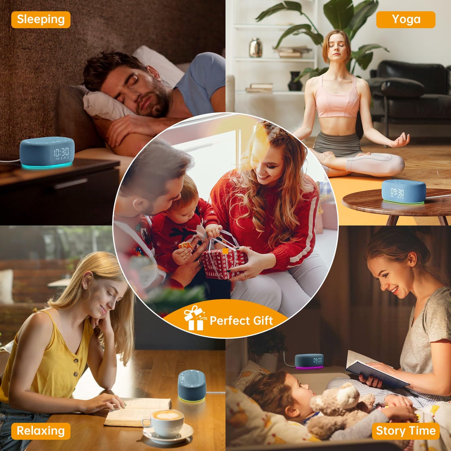 1Mii White Noise Sound Machine for Sleep, Pink Noise Machines for Baby Adults Sleeping, 18 Soothing Sounds with 7-Color Night Light, Timer, Alarm Clock, 16 Volume Levels, Easy App Control - Blue