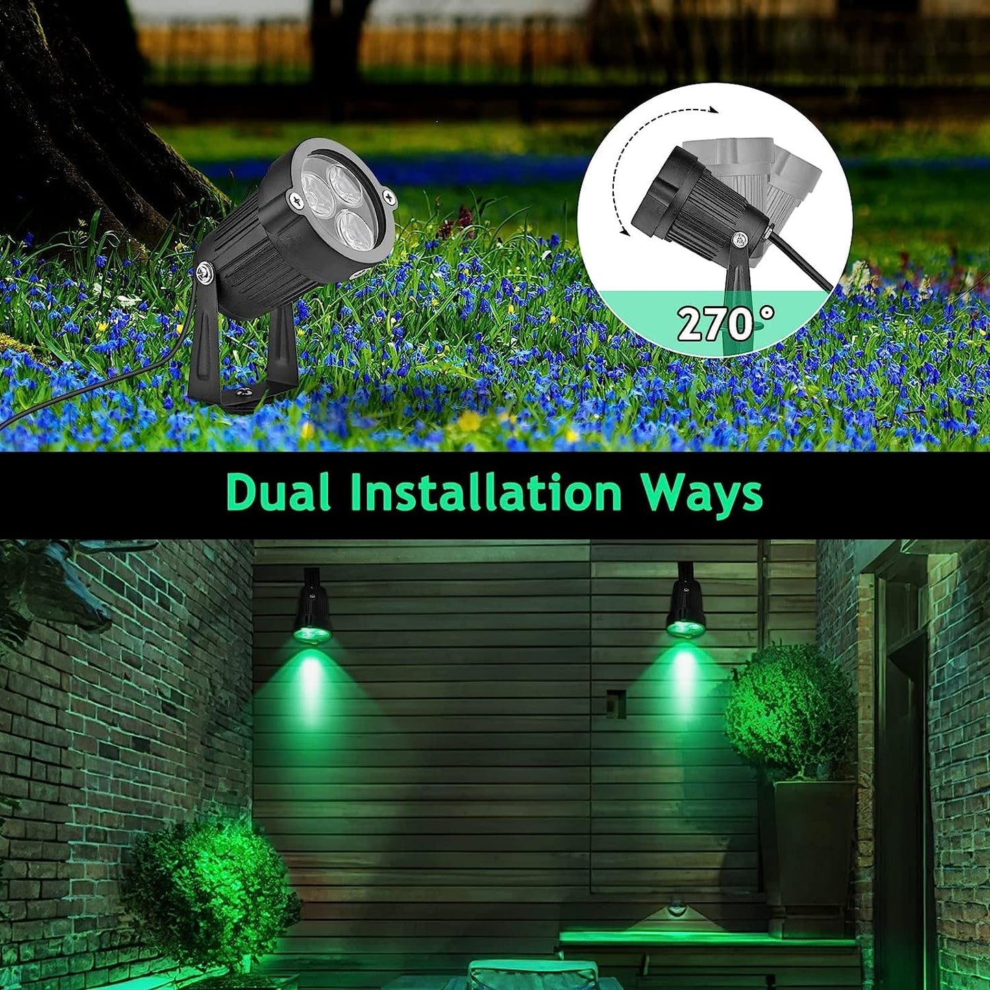 Ourleeme Spot Lights Outdoor - 3W Led Lawn Garden Flood Light Waterproof Landscape Lighting Low Voltage Landscape Lights Spotlights For Yard Green Light Ac 85-265V