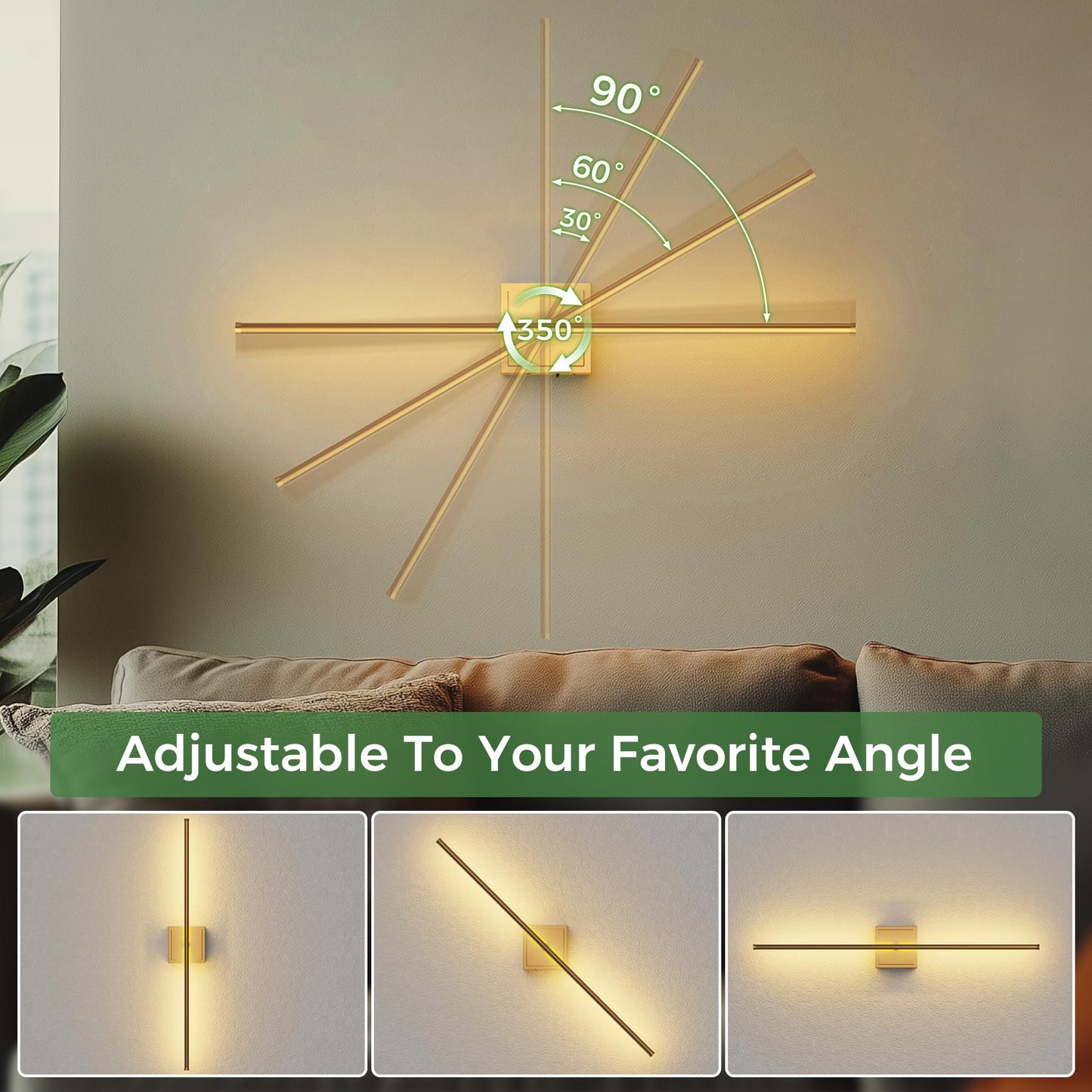 DORESshop Battery Operated Wall Sconces Set of 2, Dimmable, Gold, 31.6 Inch, Remote Control, Model SF20250921B0DNZJ2