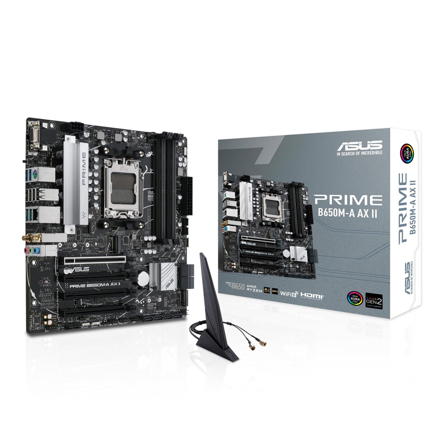 ASUS Prime B650M-A AX II Micro-ATX Motherboard, DDR5, PCIe 5.0, Wi-Fi 6, Black
