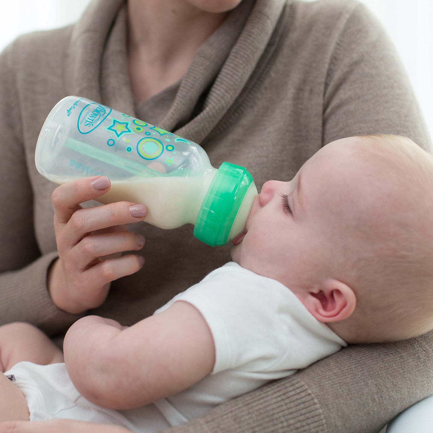 Dr. Brown's Anti-Colic Options+ Wide-Neck Sippy Bottle Starter Kit, 9oz/270mL, with Level 3 Medium-Fast Flow Nipple and Soft 100% Silicone Sippy Spout, Green, BPA Free, 6m+, 2 Pack