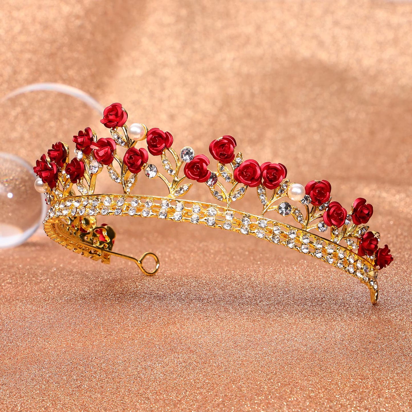 Lurrose 2pcs Rose Designed Bride Headdress Wedding Hair Crown Rose Rhinestone Crown Wedding Girl Tiara Headdress