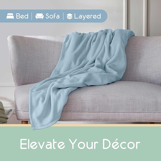Vellux King Size Microfleece Blanket | Fleece Bed Blanket | All-Season Comfort| Supersoft Lightweight Throw Blanket | Plush Throw Blanket for Bed Couch or Sofa | Travel Blanket | Pet-Friendly | Blue
