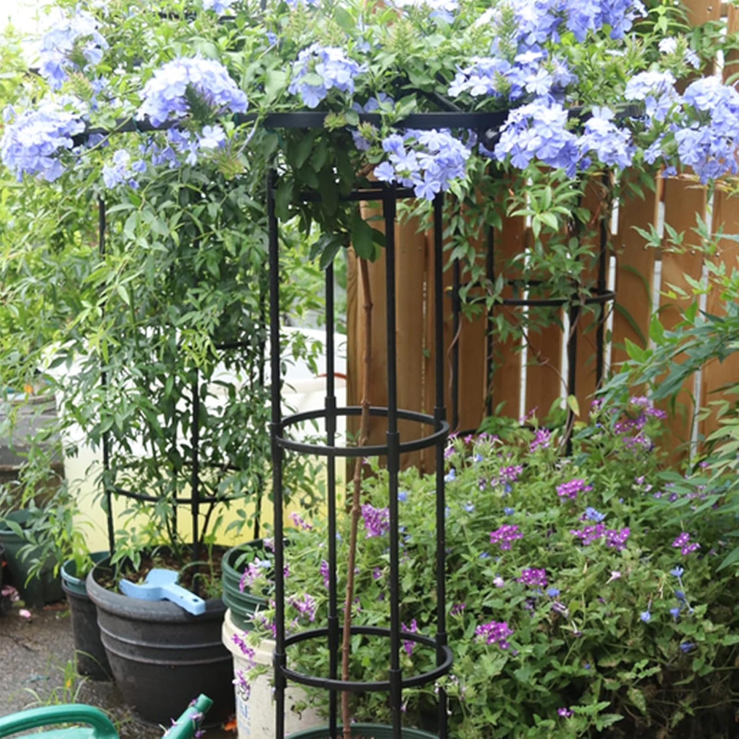 BestAlice Garden Obelisk Trellis for Climbing Plants, 73 Inch Tower Obelisk Garden Trellis, Vertical Metal Umbrella Trellis Tower with PE Coated, Black Lightweight Plant Tower for Indoor Outdoor Use