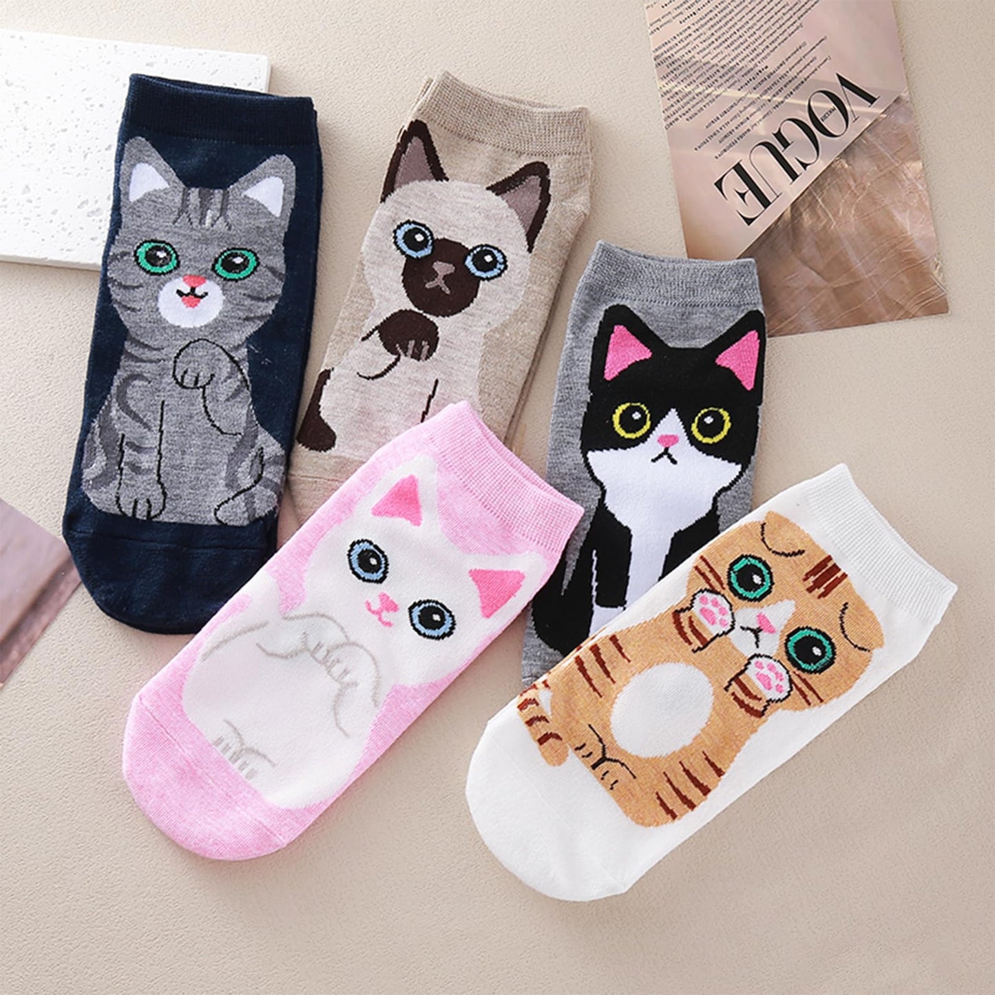 NEVLOSO Womens Funny Novelty Socks - Cute Dog Cat Panda Animal Socks for Women Christmas Gift(Cat4)