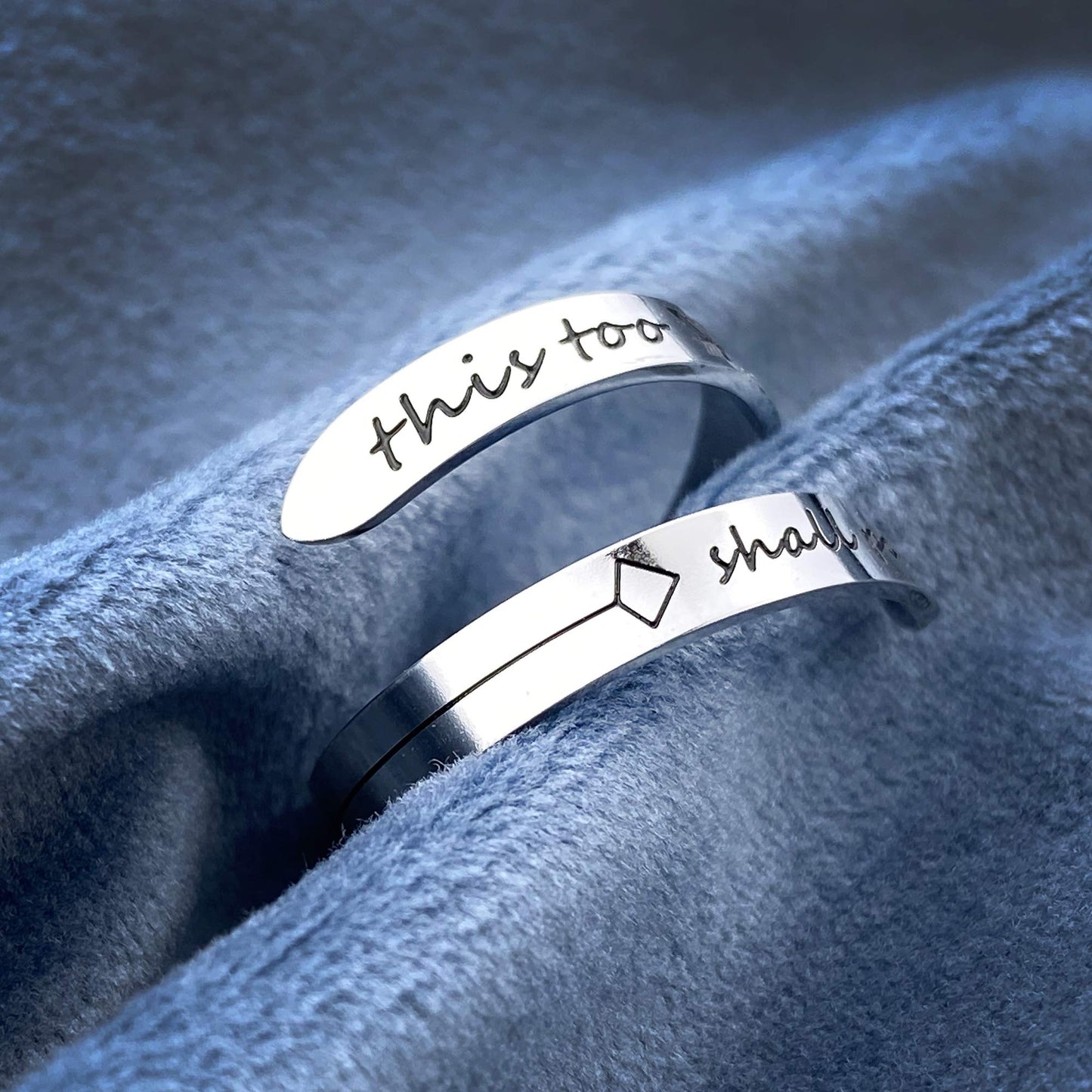 Vrycot This too Shall Pass Adjustable Stainless Steel Silver Inspirational Opening Cute Hiphop Band