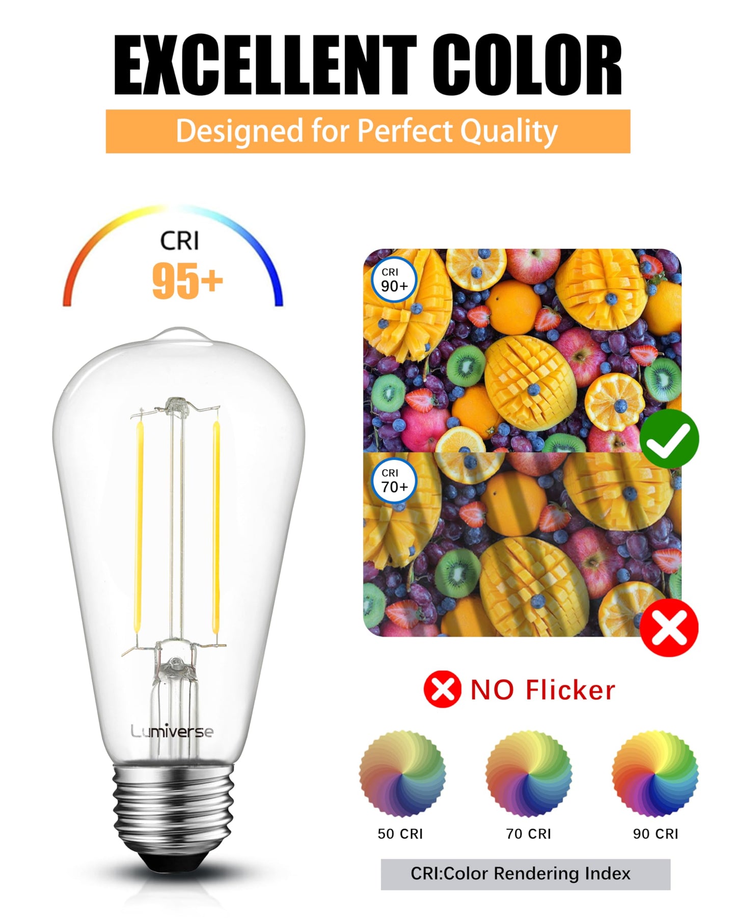 Lumiverse E26 Vintage Led Edison Bulbs, 5.5W (60W Equivalent), 2700K Soft White, Non-Dimmable, 4 Pack