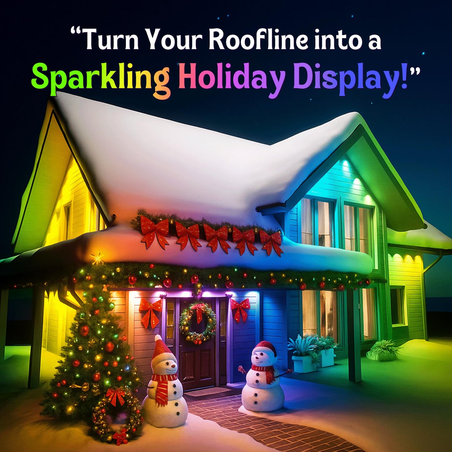 HUTAKUZE 50FT Permanent Outdoor Lights, 30 RGB LED, IP67 Waterproof, APP/Remote Control, Music Sync, Multicolor, Model C5109