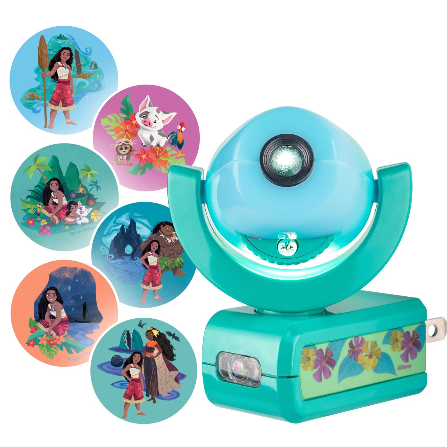 Projectables Moana LED Night Light Projector, Pink Mona, 1 Pack, Model 84272, Plug-in Dusk-to-Dawn for Kids Nursery and Playroom