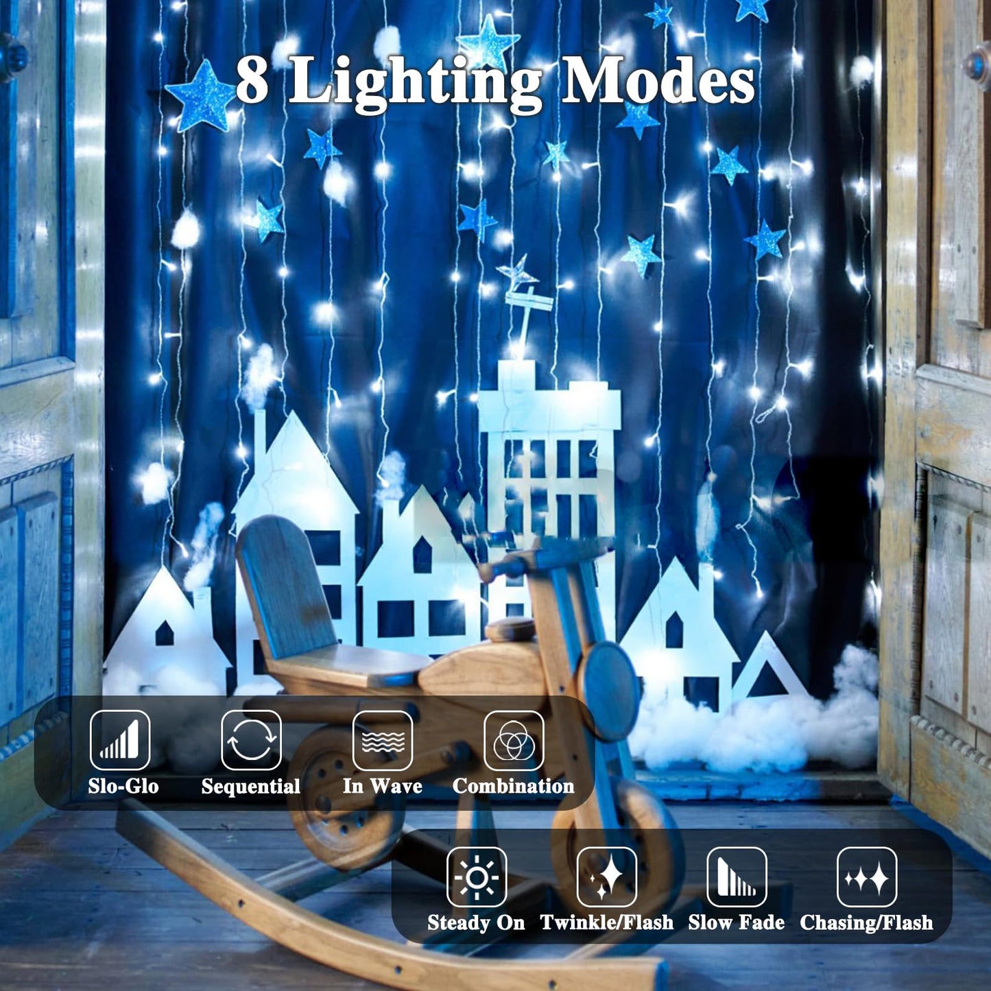 KAQ 240LED Connectable String Lights Cool White Indoor Outdoor Clear Wire Model GP-SW290DC0209-IP44 for Decor