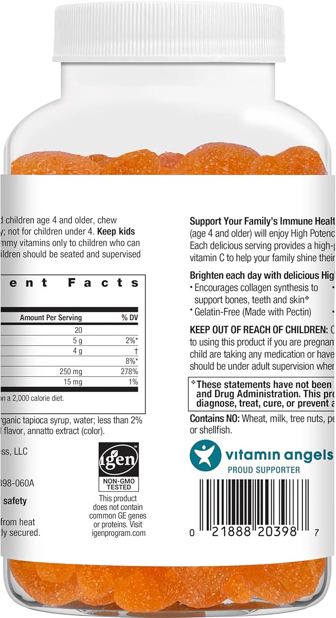Rainbow Light High-Potency Vitamin C Gummies, Gummy Supplement Provides Antioxidant and Immune Support, With Vitamin C, Vegan and Gluten Free, 60 Count