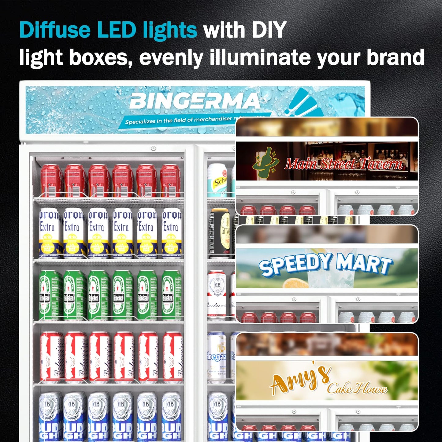 BINGERMA Commercial Merchandiser Display Refrigerator 40 Cu.ft. with 2 Glass Doors ETL Drink Cooler Beverage Fridge for Bars,Restaurants, Convenience Stores, Supermarkets and Offices White
