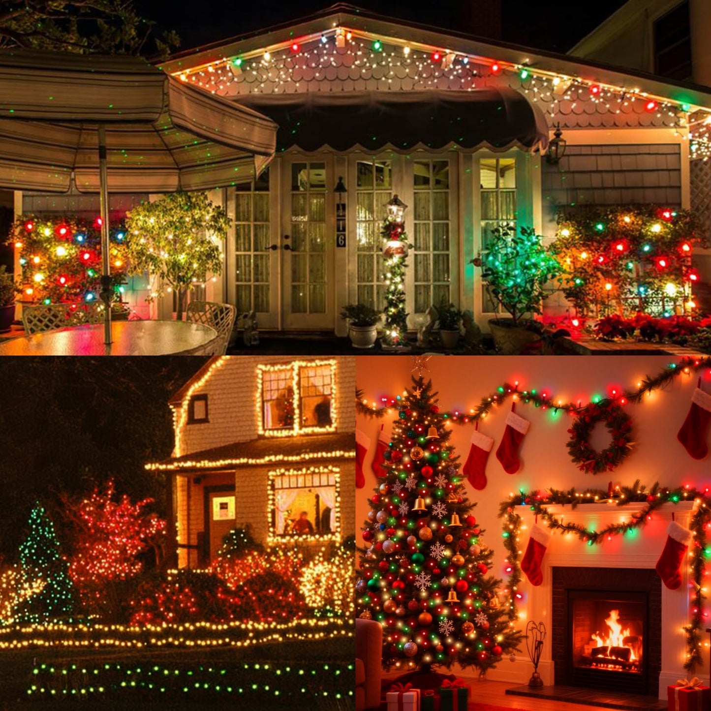 Lamphome 33Ft Christmas Decorative Mini Lights  100 Led Transparent Wire Fairy Starry String Lights Plug In  16 Lighting Modes For Indoor Outdoor Xmas Tree Wedding Party Decoration (Red/Green/Warm)