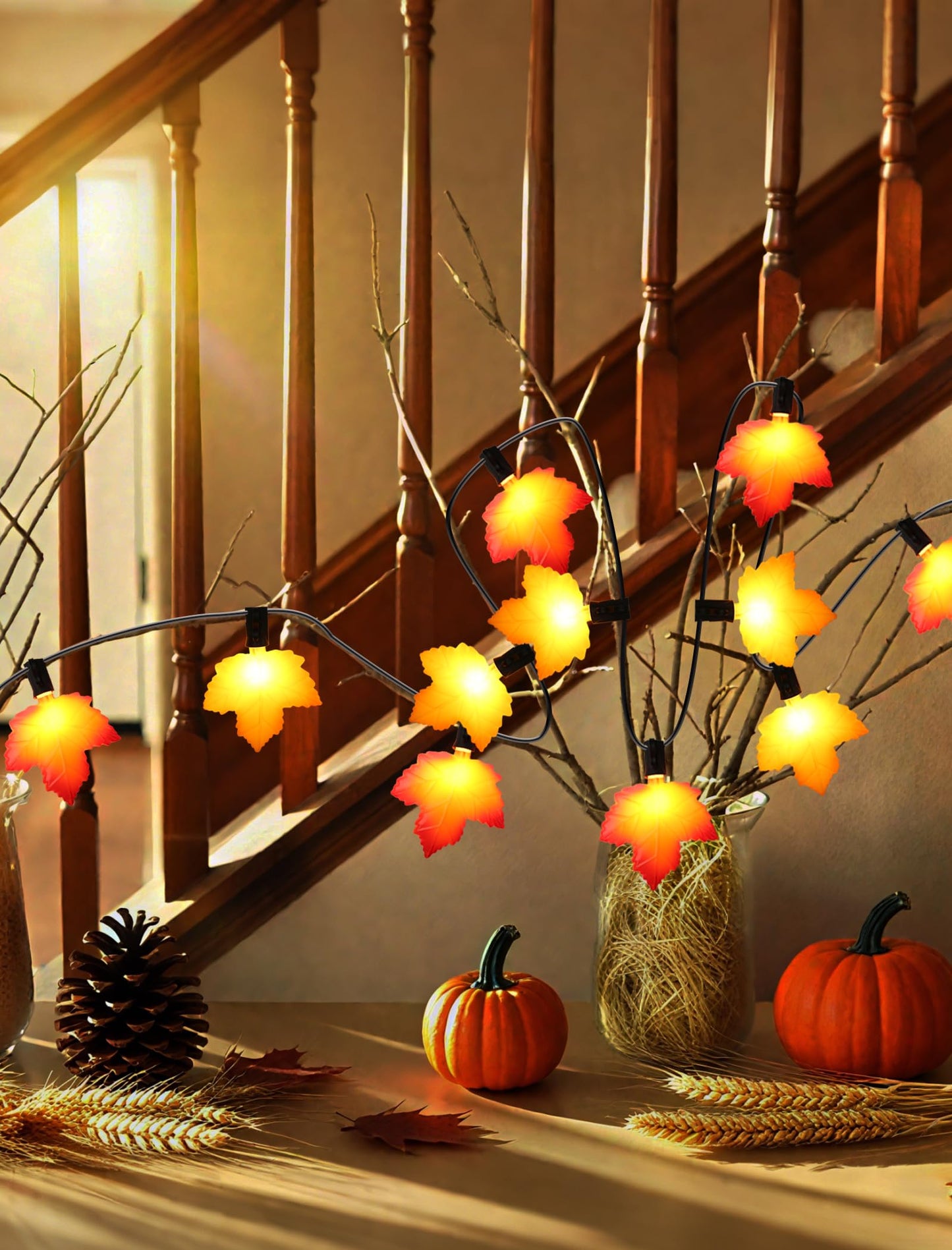 Hobbynors 10.5 Feet Classic Fall Garland Lights 10 Warm-Glow Leds For Rich  Amber Ambiance Ul Certified Plug-In String For Thanksgiving  Halloween & Mantle Decor
