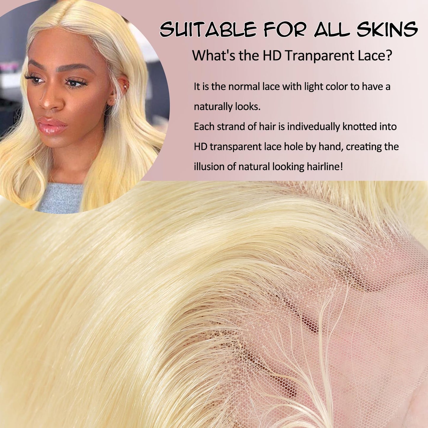 Alimubi 613 13x6 Lace Front Wig Human Hair 200 Density 613 Lace Front Wig Human Hair Body Wave Blonde Wig Human Hair(26 Inch)