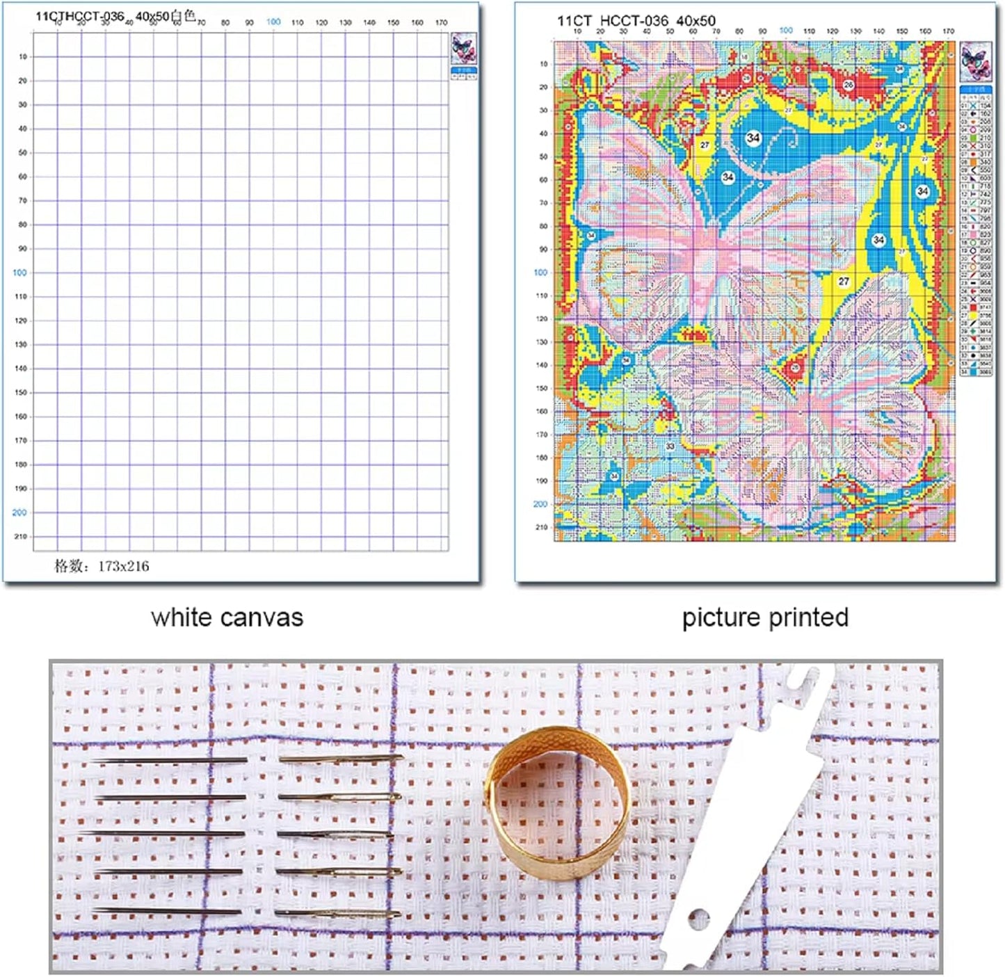 Redxing Stamped Cross Stitch Kits Full Range of Embroidery Starter Kits- Needlepoint Counted Cross Stitch Kits for Beginner Adults 11CT Printed Embroidery Kit-Rainbow Unicorn 16x20 inch
