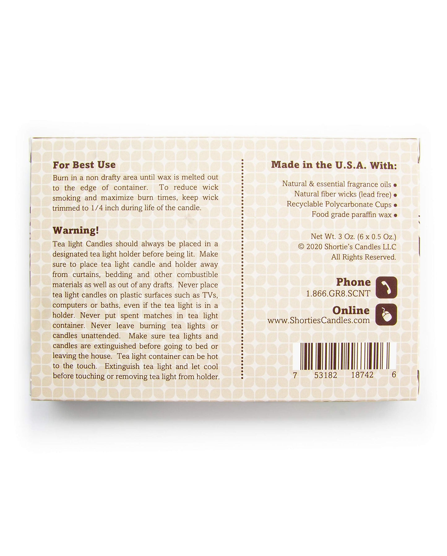 ShortieS Candle Company Vanilla Bean Tealight Candles - 24 Highly Scented Beige Tea Lights - Made In The Usa - Model 46128