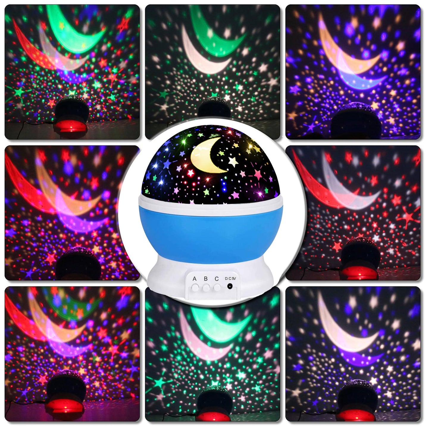 HONGID Night Light Projector for Kids, Glow in The Dark Stars, Blue, Model 012-1361, Rubber Material