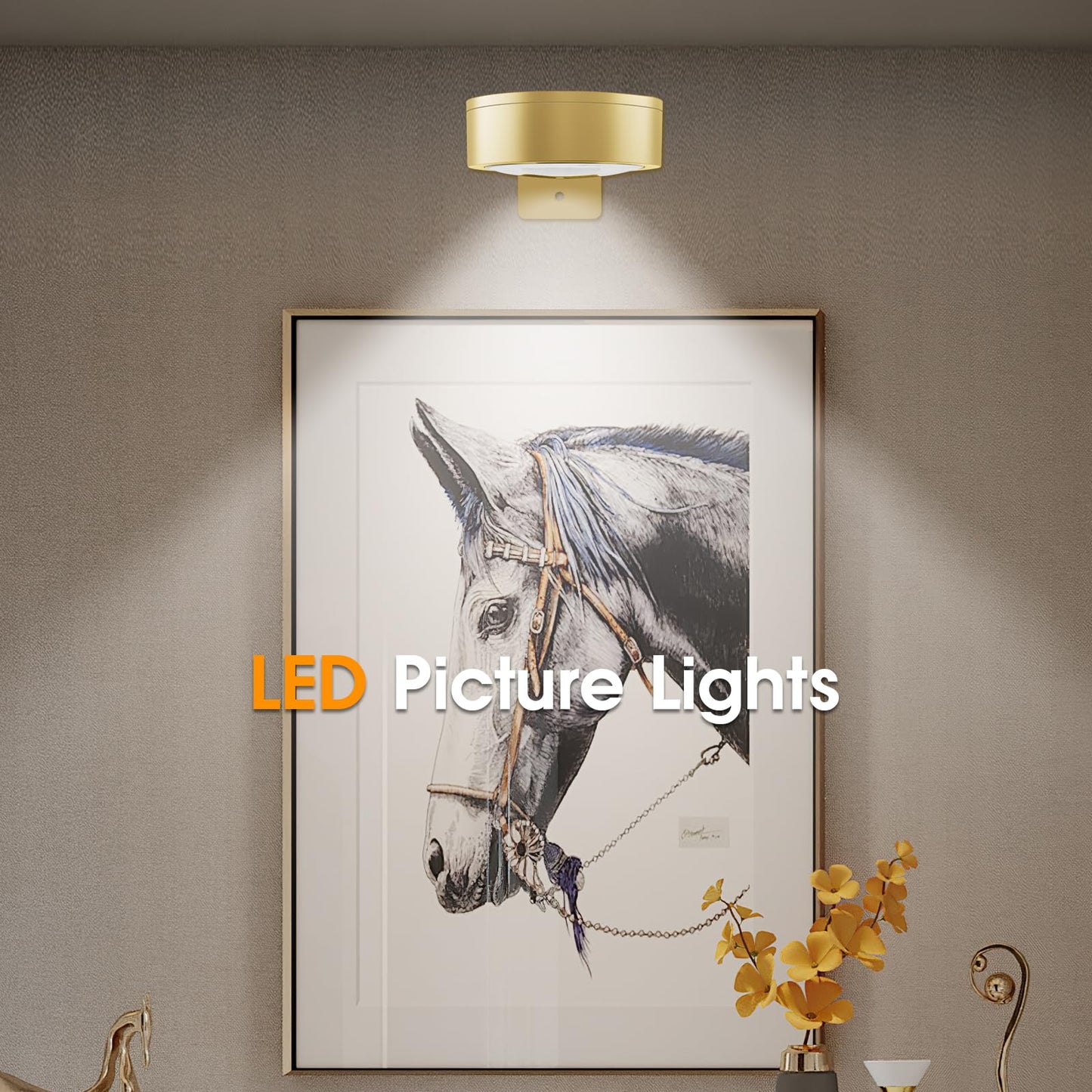 SIXDEFLY Picture Lights, 3 Lighting Modes, Rechargeable LED Art Display Light, 6 Pack, Gold