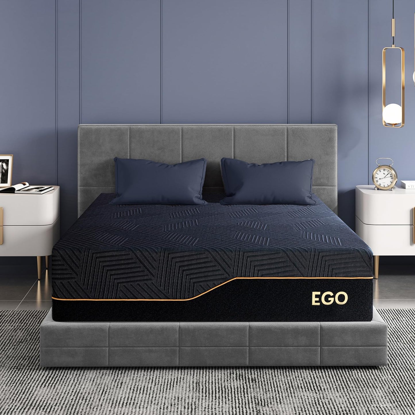 EGOHOME 14 Inch California King Memory Foam Mattress for Back Pain, Cooling Copper Gel Bed in a Box, Foam Made in USA, CertiPUR-US Certified, Therapeutic Medium Firm, 72x84x14 Black