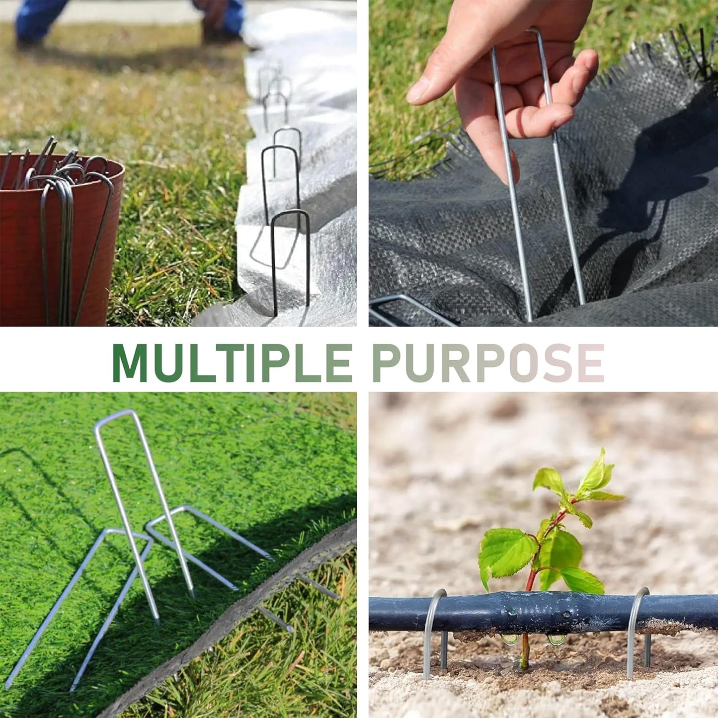 100 Pack Landscape Staples 6 Inches 11 Gauge Stakes, Galvanized Garden Stakes U-Shaped Pins and Landscaping Staples for Sod Anchoring Landscape Fabric Irrigation Tubing