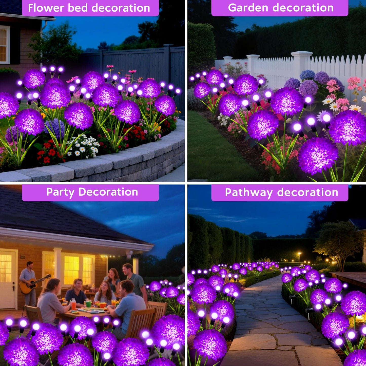 Solar Garden Lights  8 Pack Solar Purple Swaying Firefly Lights With Flowers  Waterproof Purple Halloween Flowers Light Outdoor For Garden Patio Yard Fall Decoration  Gifts For Women Mother S Day