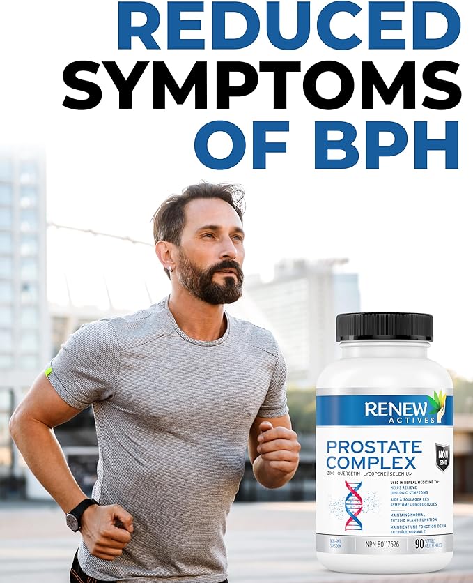 Renew Actives Prostate Complex 2 Softgels per Serving – Men's Wellness for Prostate, Thyroid, Immune & Eye Health – Antioxidant Support for Vitality & Performance – Made in Canada - 90 Softgels