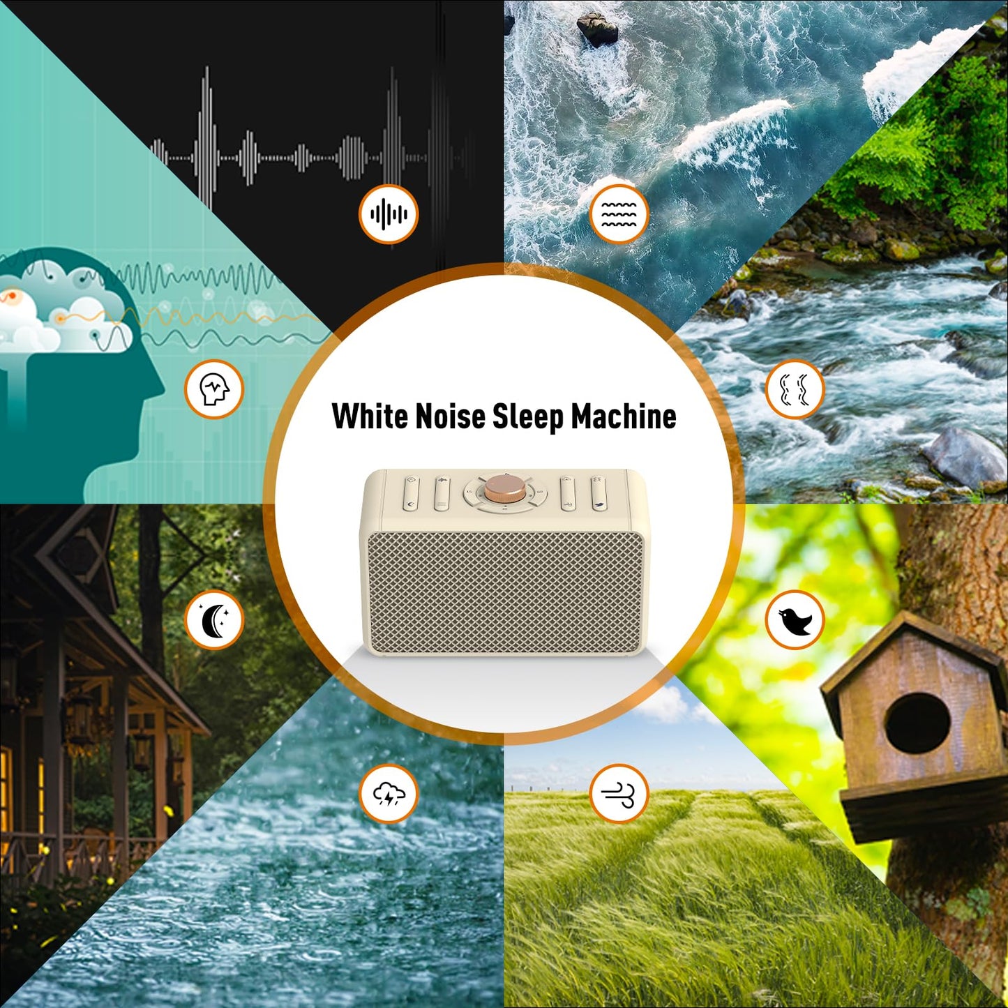 ZOWEETEK Sound Machine with 10 Exclusive Songs, White Noise Machine with 8 Natural Soothing Sounds, Memory and Timer Function, Work of 20 hours, Portable Sleep Sound Machine for Adults, Baby,Kids,Yoga