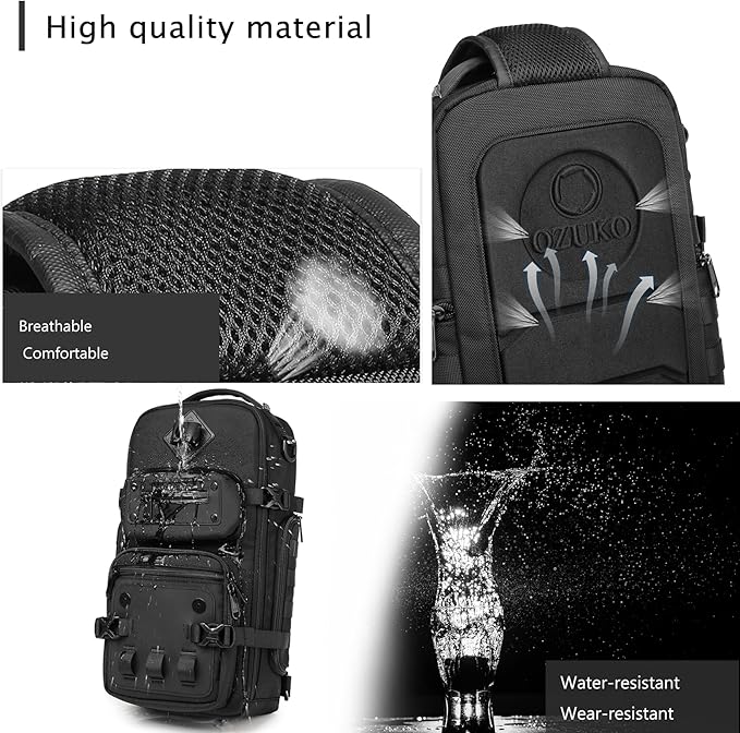 OZUKO Tactical Backpack Chest Sling Bags for Men, Waterproof Crossbody Shoulder Daypack for Outdoor Walking Hiking Trekking (Camo)