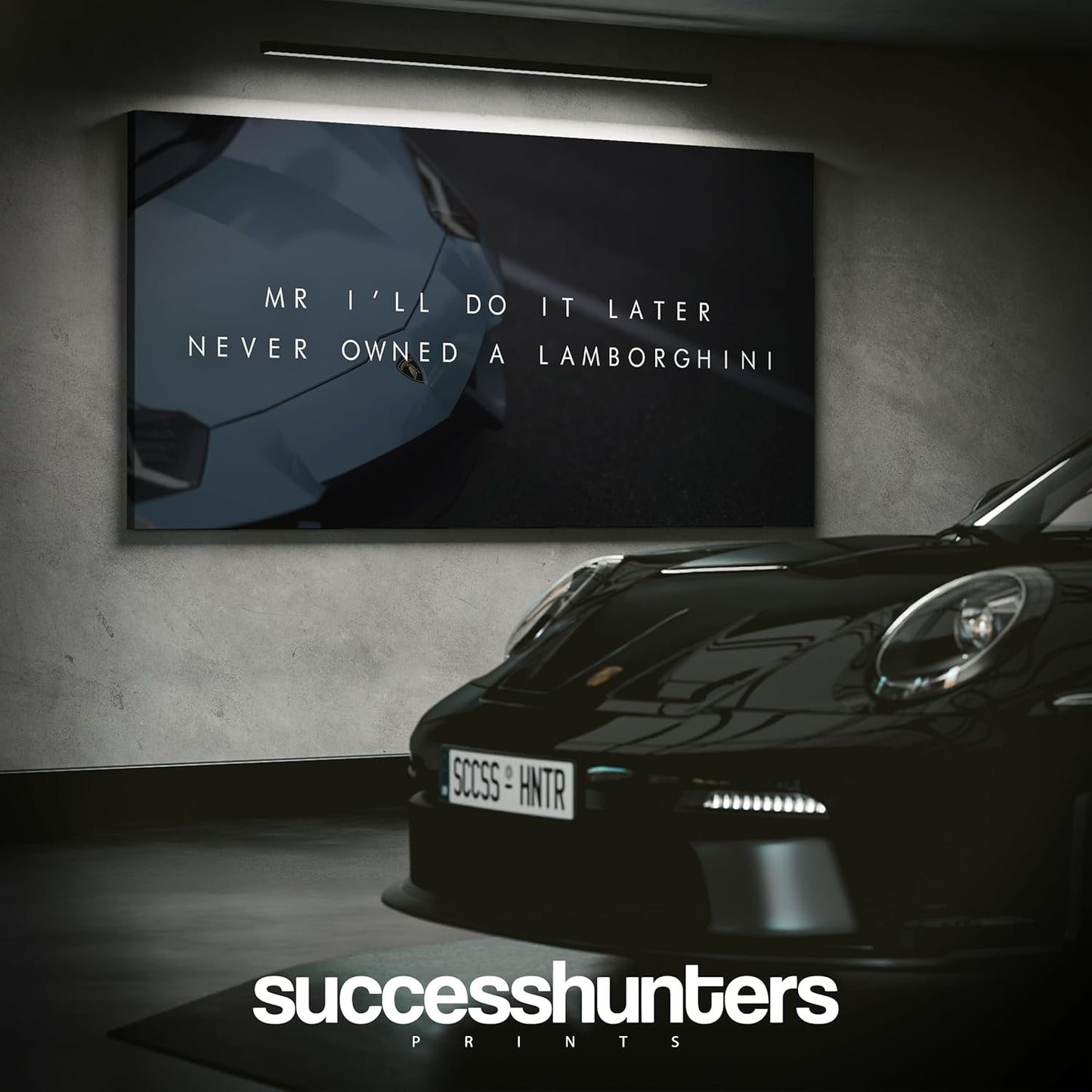 Motivational Wall Art for Office, Super Car Art Canvas, Inspirational Automotive Decor for Lamborghini Sportscar Lovers, Motivational Wall Decor for Office and Home, Inspiring Car Poster (30 X 15 in)