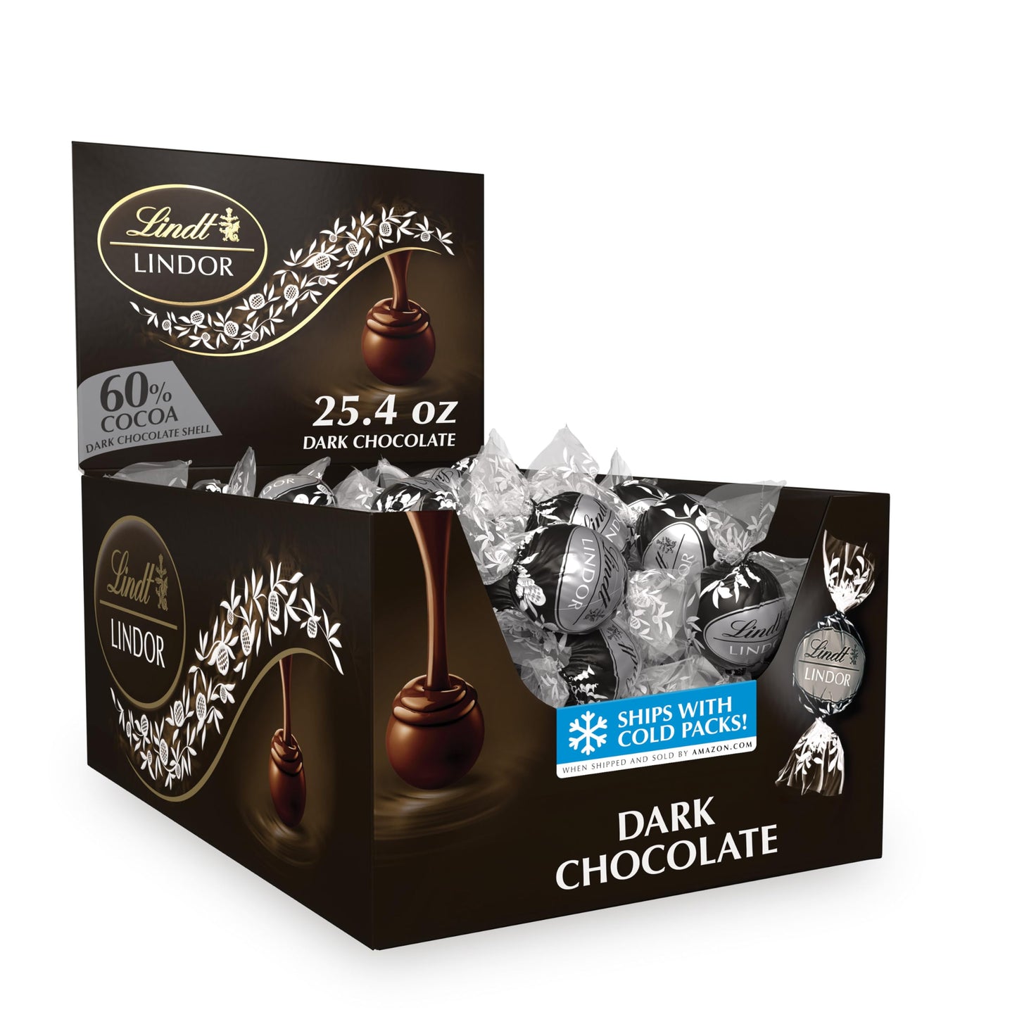 Lindt LINDOR 60% Dark Chocolate Truffles  Dark Chocolate Candy with Smooth  Melting Truffle Center  25.4 oz.  60 Count