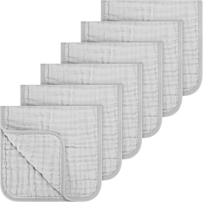 Accmor 6 Pack Muslin Burp Cloths 100% Cotton 20''x10'' Large Extra Soft and Absorbent Baby Burping Cloth for Boys Girls
