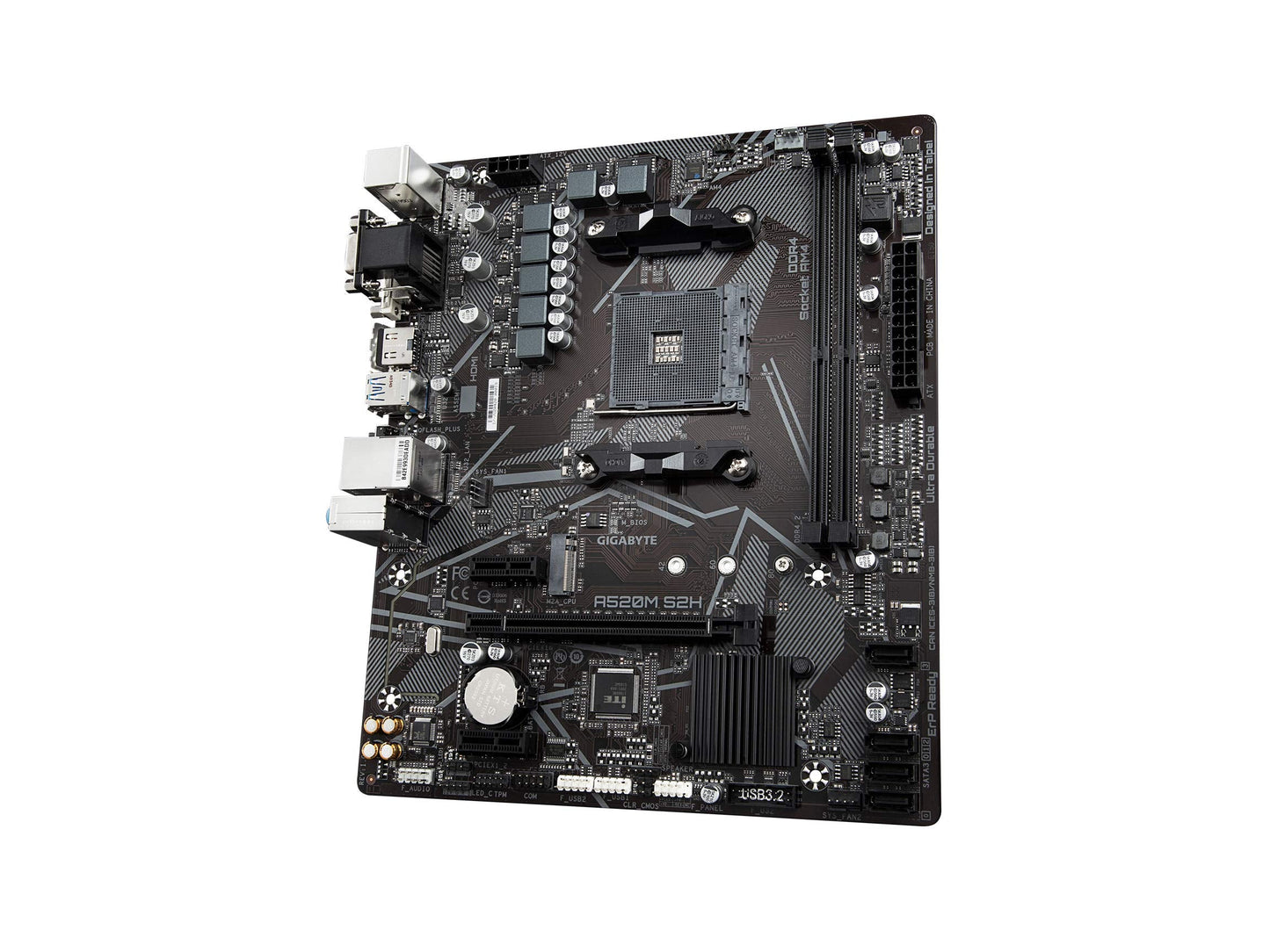 Gigabyte A520M S2H (Amd Ryzen Am4/Microatx/4+3 Phases Digital Pwm/Gigabyte Gaming Gbe Lan/Nvme Pcie 3.0 X4 M.2/3 Display Interfa