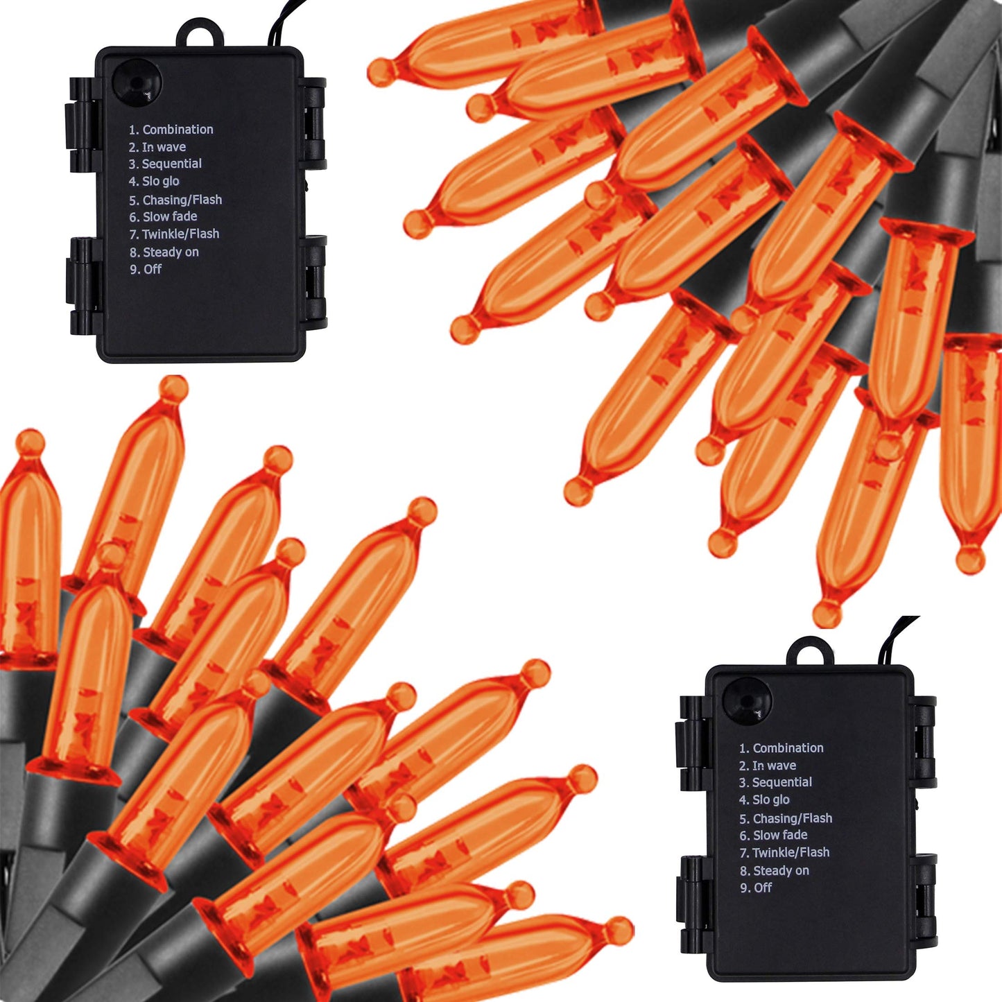Twinkle Star Orange Halloween String Lights  2 Pack Total 100 Led 32Ft Battery Operated String Light Waterproof Tree Lights With 8 Lighting Modes Indoor Outdoor Patio Garden Halloween Decorations
