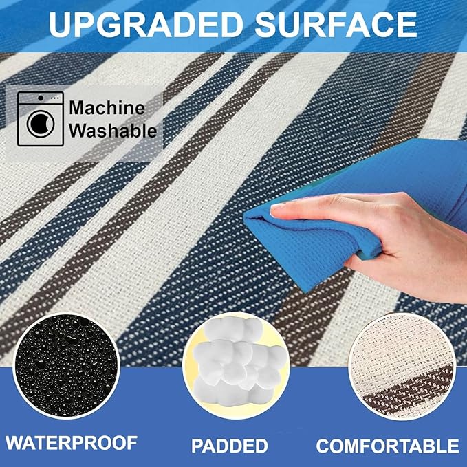 scuddles Extra Large Picnic & Outdoor Blanket Dual Layers for Outdoor Water-Resistant Handy Mat Tote Spring Summer Camping Blanket Great for The Beach