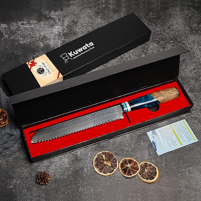 Bread Knife, Damascus Multifunction Serrated Knife, Professional Japanese VG10 Damascus Steel Bread Knife,Serrated Cake Knife Bread Cutter for Homemade Crusty Bread