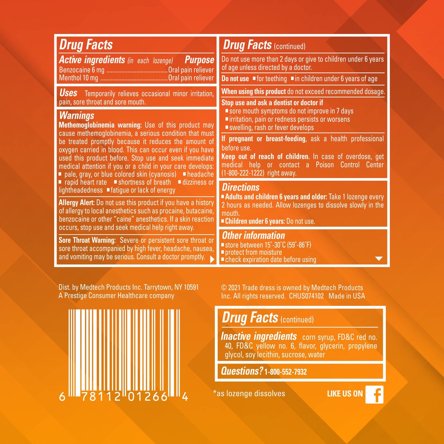 Chloraseptic Sore Throat Lozenges, Citrus, 18 Count, 6 Pack