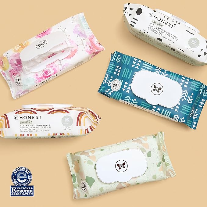 The Honest Company Clean Conscious Unscented Wipes Over 99% Water Compostable Plant-Based Baby Wipes Hypoallergenic for Sensitive Baby Skin EWG Verified Geo Mood 648 Count