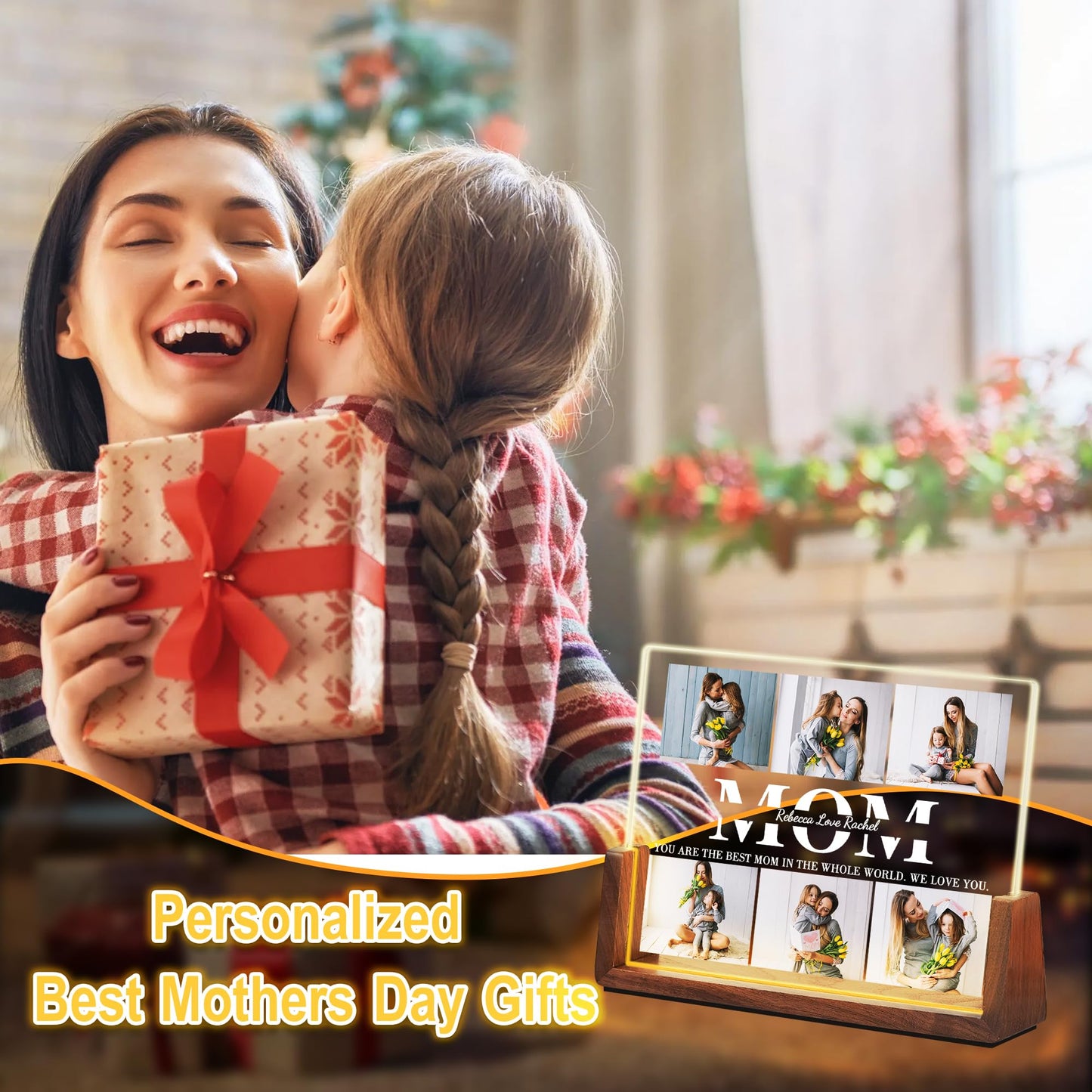 Maiwell Personalized Mothers Day Unique Gifts For Mom Grandma Wife  Custom Best Mom Gifts From Daughter Son Husband  Customized Picture Frame Night Light With Photo Text For Christmas Birthday Gift