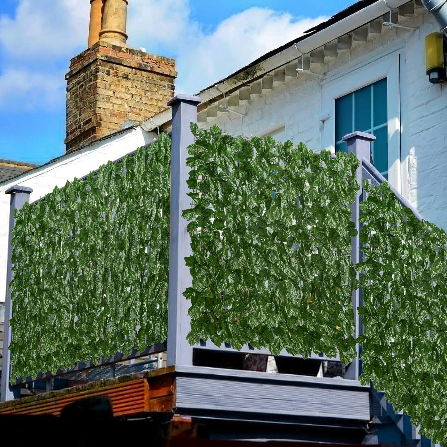 DearHouse Artificial Ivy Privacy Fence, 196.85x39.37inch Artificial Hedges Fence and Faux Maple Leaf Decoration for Outdoor Garden Decor
