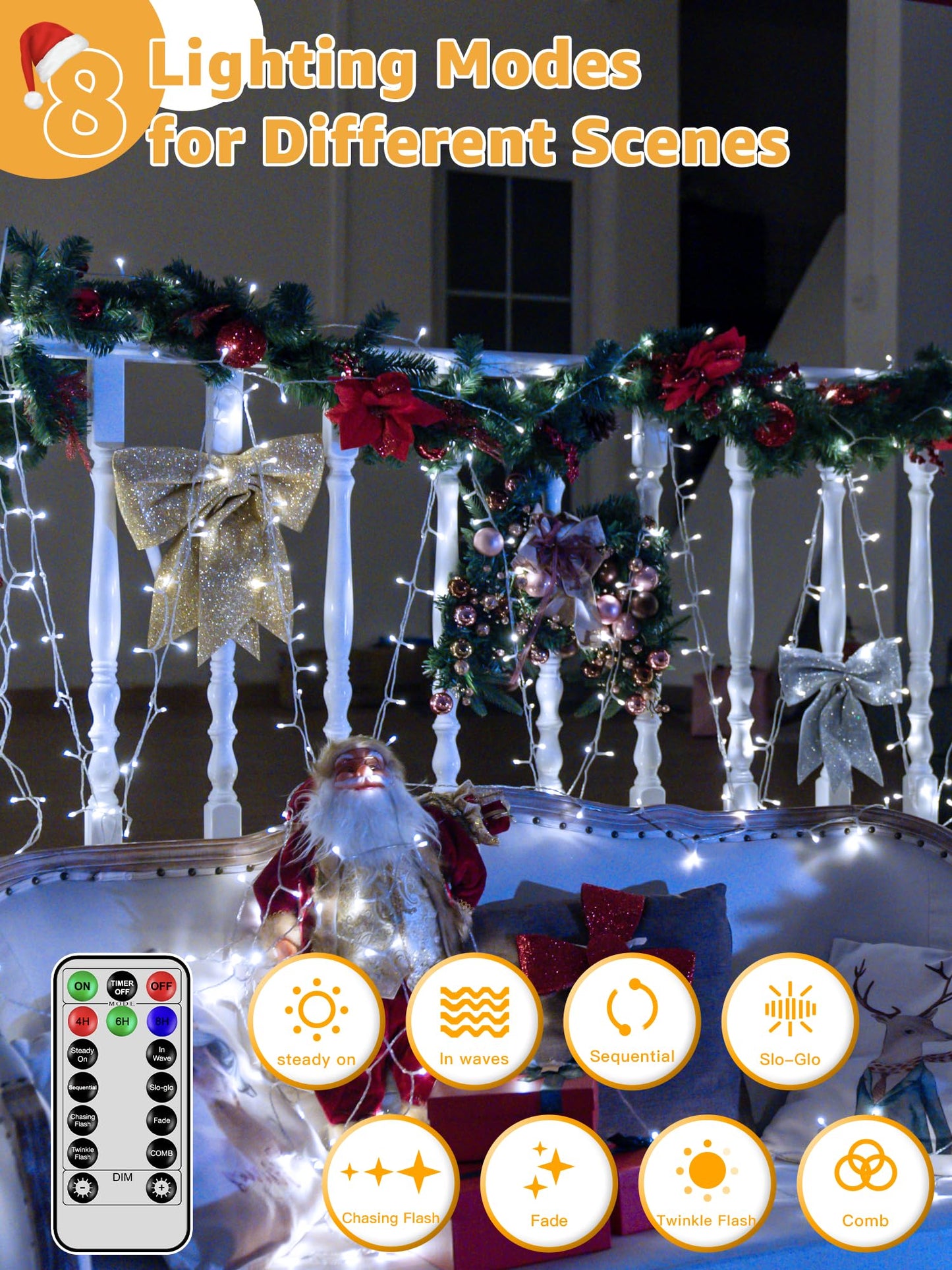 Guhope 1200 Led Waterproof String Lights, 196Ft Cool White Fairy Lights With Remote & Timer For Indoor/Outdoor Decorations