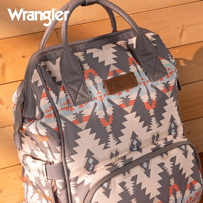 Montana West Wrangler Callie Diaper Bag Backpack with Stroller Straps Southwestern Multifunction Baby Travel Bag WG2210-9110GY