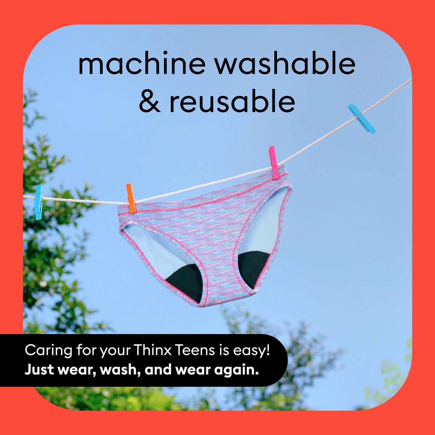 Thinx Teens Period Underwear, Brief-Style Period Panties, Holds Up to Regular 12 Tampons, Reusable & Controls Odor, 3-Pack - (1) Black, (1) Lucky Stars, (1) Violet, Size 11/12