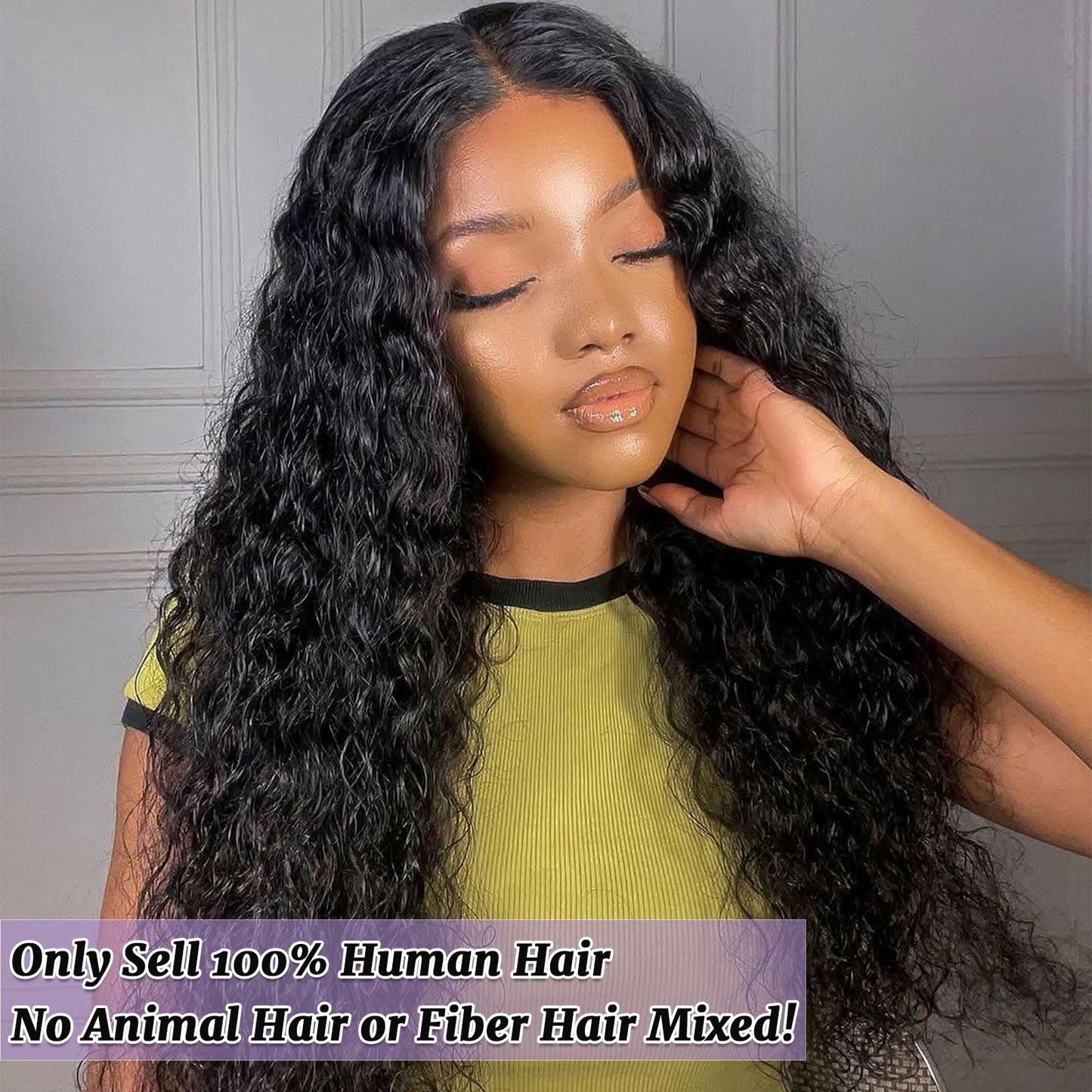 DSEKCAIN Water Wave 5x5 HD Lace Closure Human Hair Water Wave 5x5 Lace Closure Transparent Big Space100% Raw Virgin Human Hair F