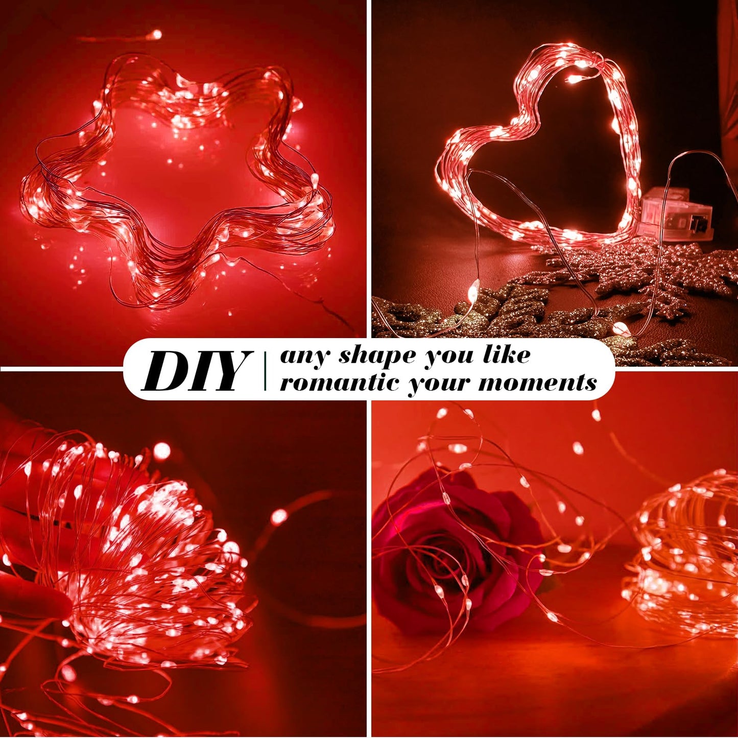 Zgwj 100 Pack Fairy Lights Battery Operated  7Ft 20 Mini Led Fairy String Lights Silver Wire 3 Modes For Diy  Parties  Wedding  Bedroom  Halloween Christmas Decoration Red