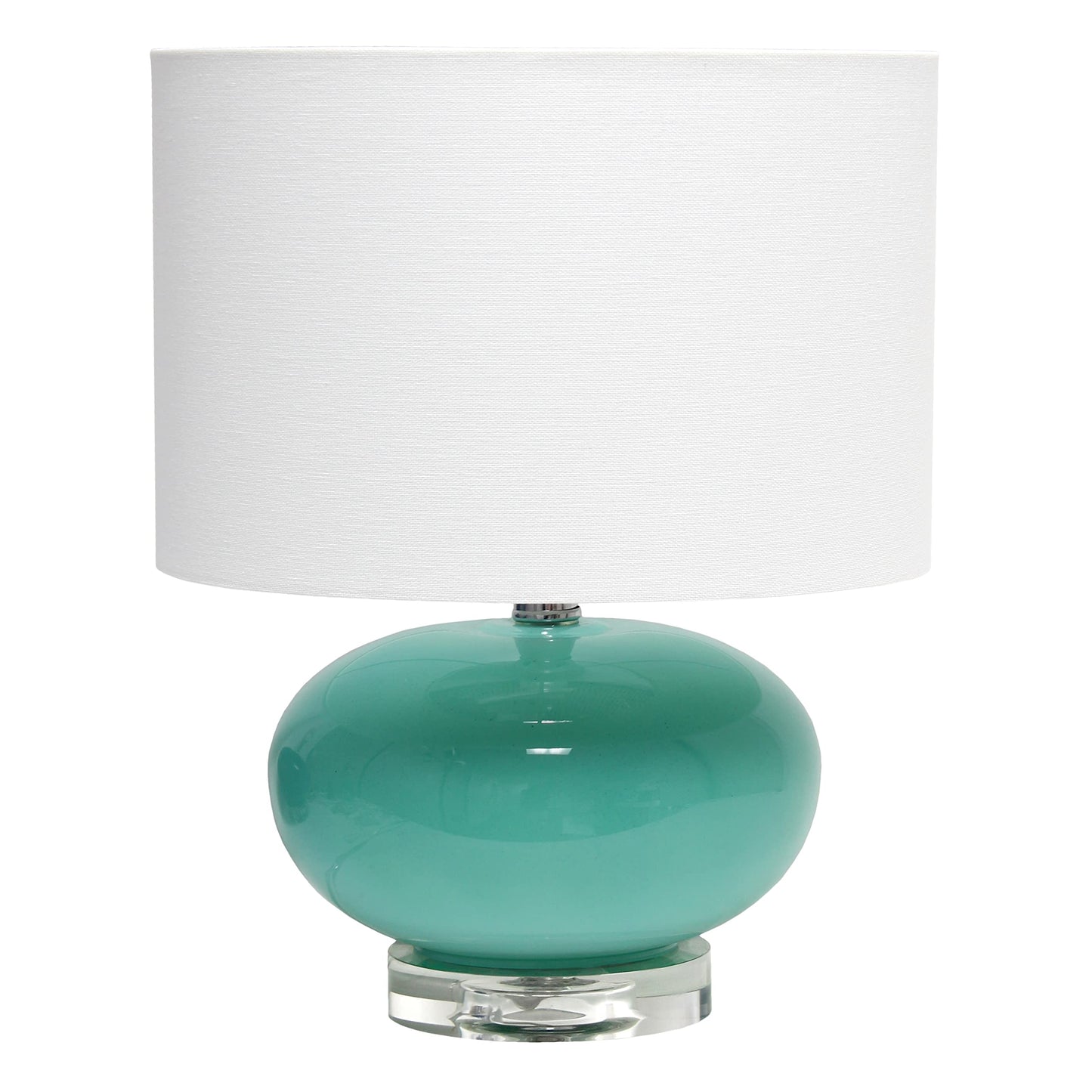 Elegant Designs LT1127-AQU Ceramic Table Lamp, 15.25in Modern Design, Aqua Color, White Fabric Shade
