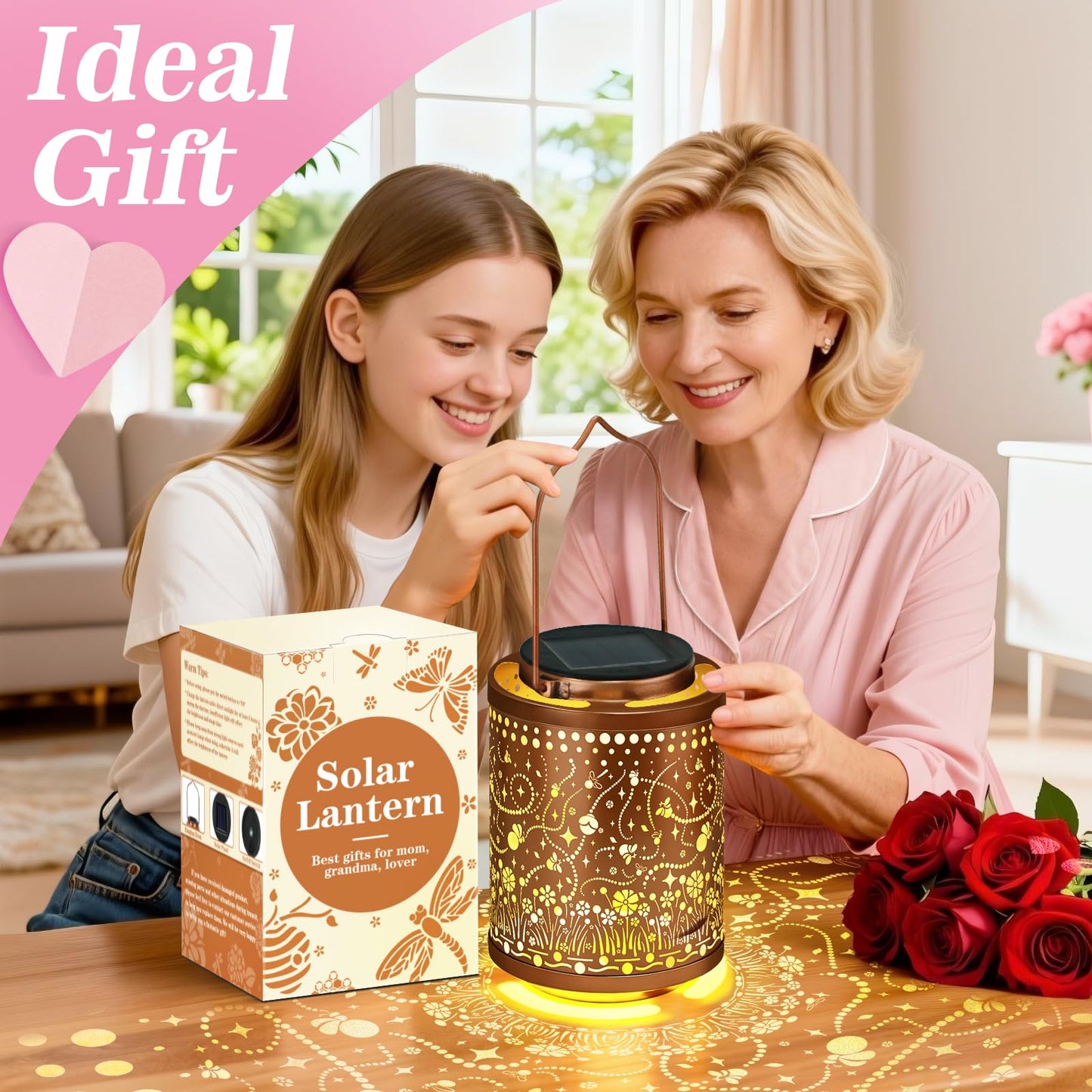Birthday Gifts For Women Mom Grandma  Firefly Gardening Gifts For Women  Solar Lantern Outdoor Waterproof Garden Decor Hanging Solar Lights Yard Decorations Outdoor  Backyard  Patio