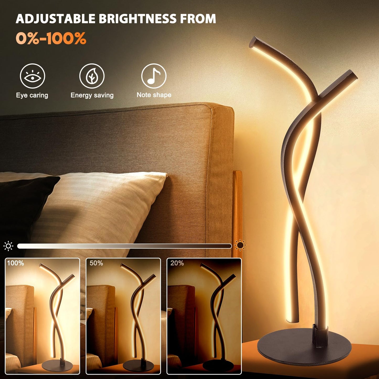Wefomey LED Table Lamp, RGBW Multicolor Dimmable, Small, Black, Model US-RGBW-TL, Smart App Control, USB Desk Light