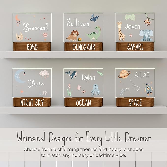 Personalized Space Baby Night Light for Kids | Custom Name Space Nursery Decor | Cute 7-Color Plug-in LED Rectangular Nightlight | Custom Baby Shower Gifts for Newborns, Toddlers, Girls, Boys 2-10
