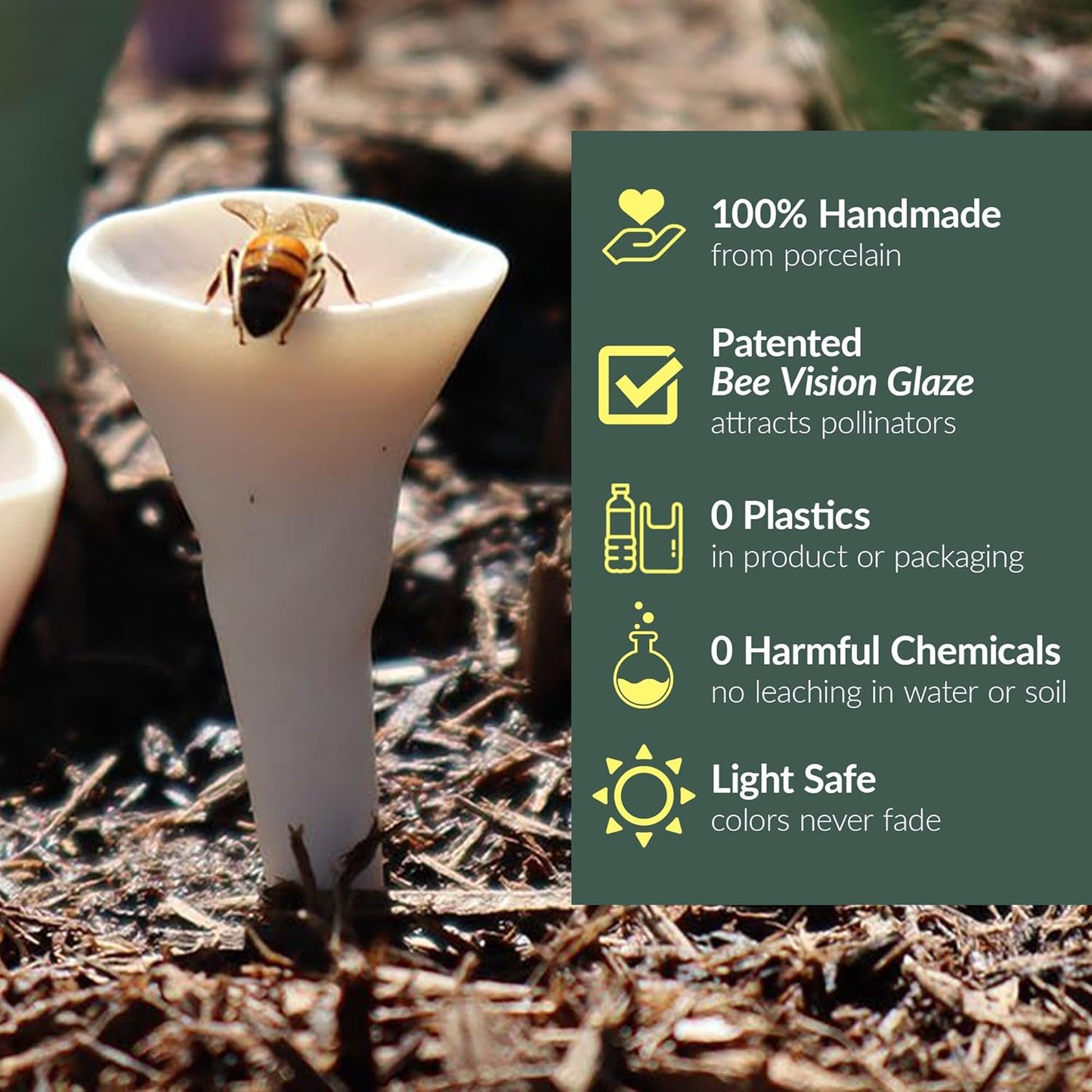 3 Pack, Bee Watering Station, Butterfly Feeder, Bee Feeder, Garden Decor, Bee Decor, Outdoor Garden Decor, Plastic Free, Handmade from Porcelain (3, Morning Glory)